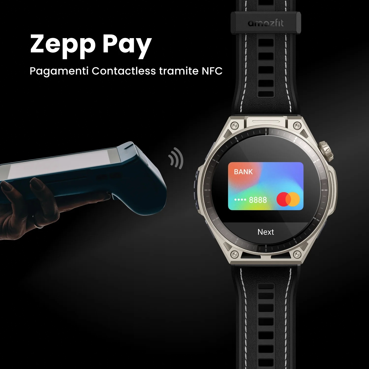 Zepp Pay: Pagamento contactless via NFC con orologio e terminale.