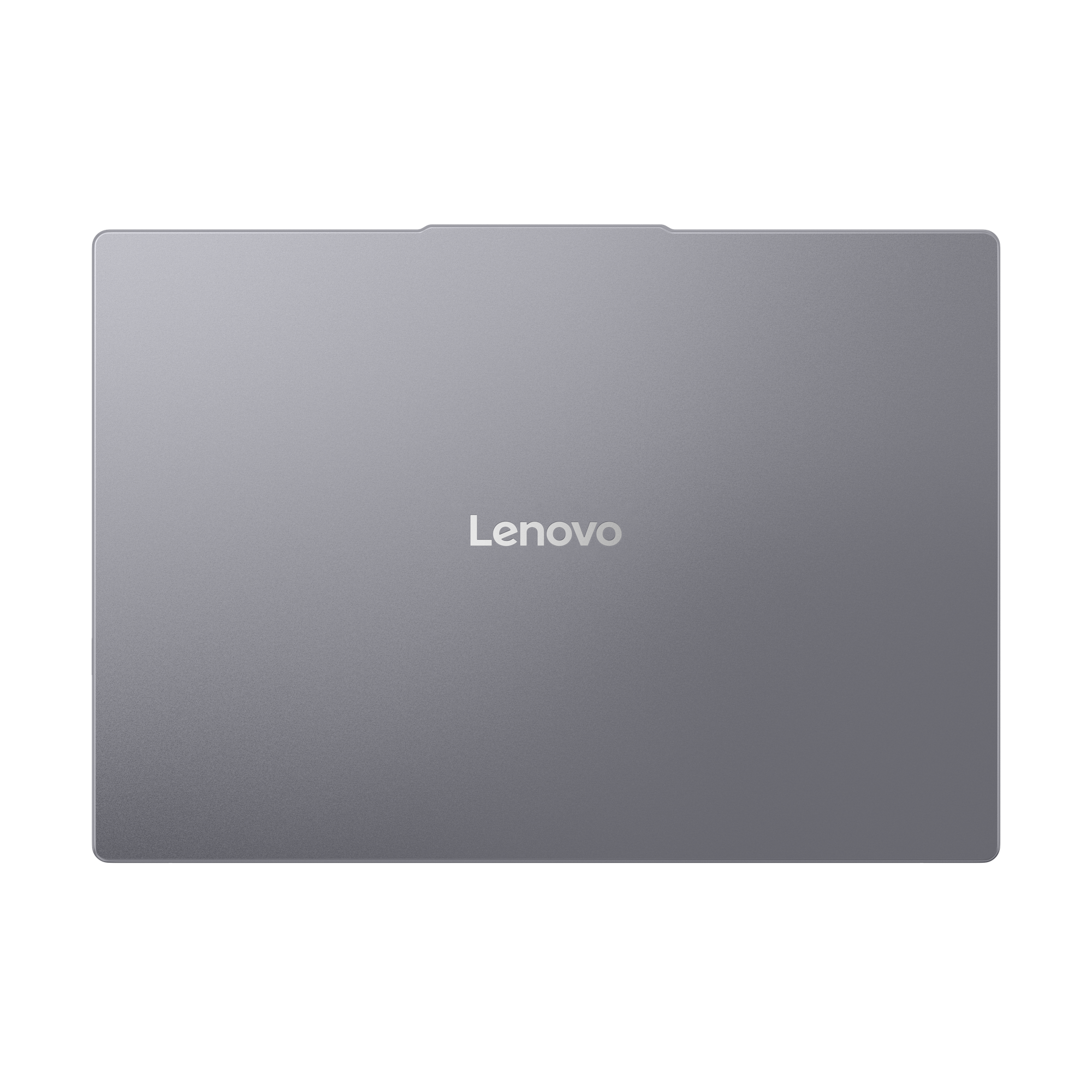 Geschlossener, grauer Lenovo Laptop auf schwarzem Hintergrund.