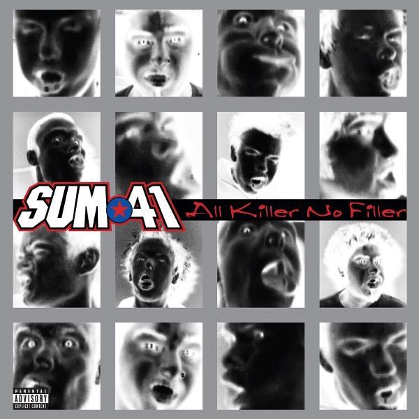 Albumcover mit 16 negativen Porträts von Gesichtern und dem Bandnamen Sum 41.