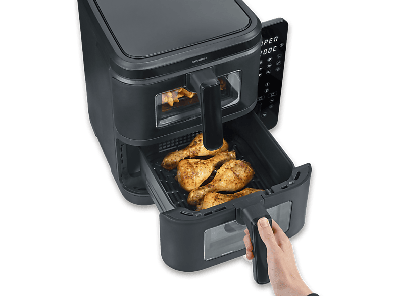 Severin S-Fry Duo Stack Doppel-Heißluftfritteuse 5,5 l + 5,5 l, 2800 Watt, Schwarz — Foto 5 von 5