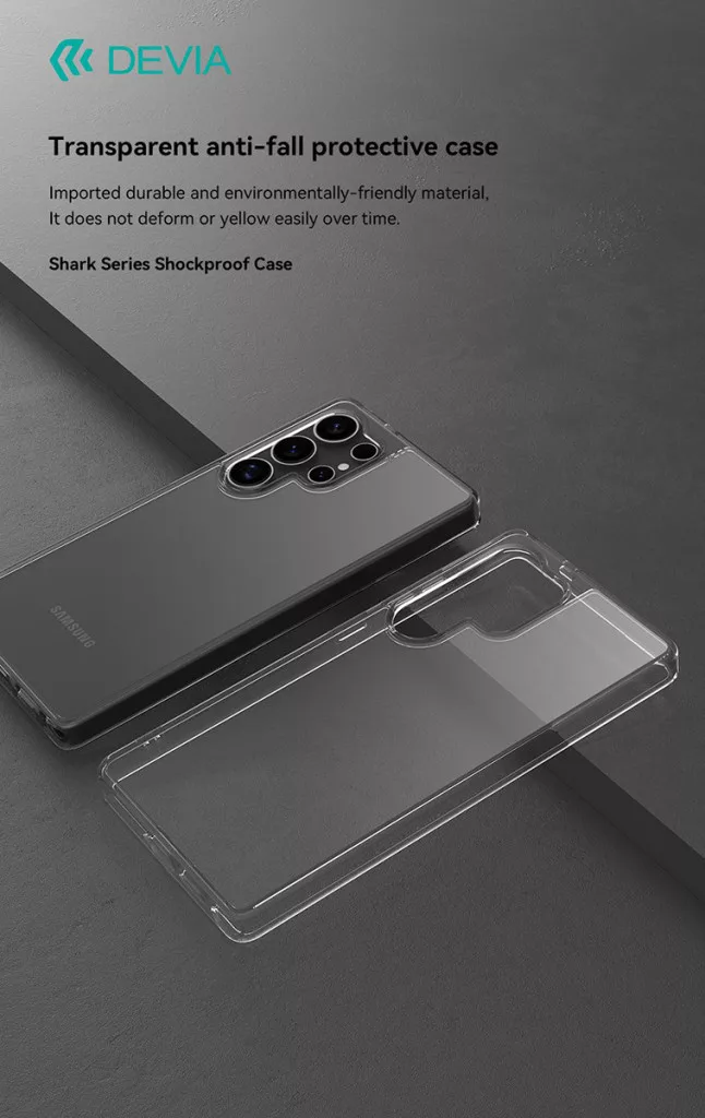 DEVIA átlátszó, leejtésgátló védőtok Samsung telefonhoz.