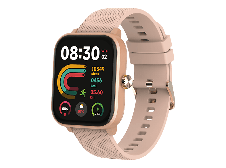 PEAQ PSW 300-PK Smartwatch ABS-Kunststoff Gummi, Armband Breite: 20 mm, Pink