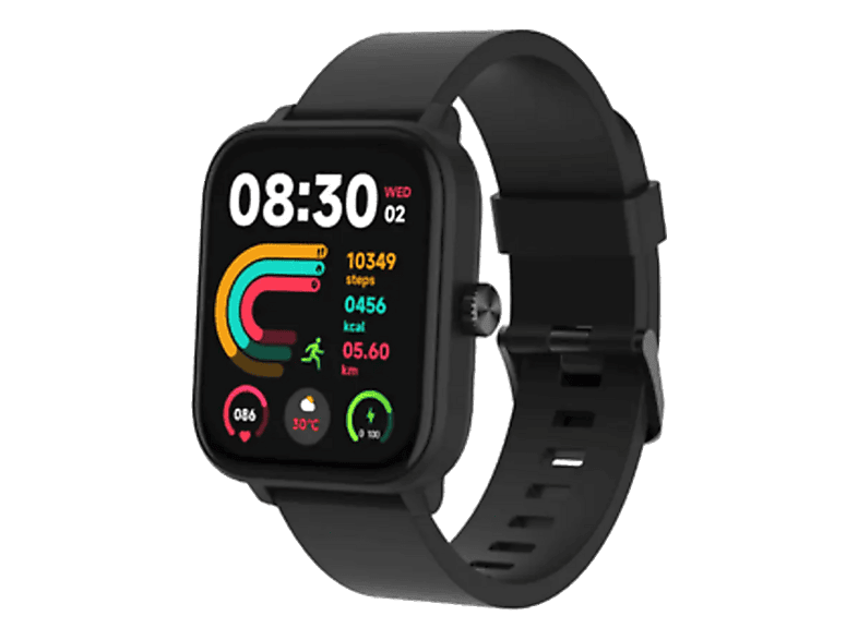 PEAQ PSW 300-BK Smartwatch ABS-Kunststoff Gummi, Armband Breite: 20 mm, Schwarz