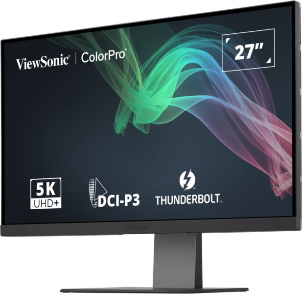 27 inç ViewSonic monitör, 5K UHD+, DCI-P3 ve Thunderbolt özellikli.