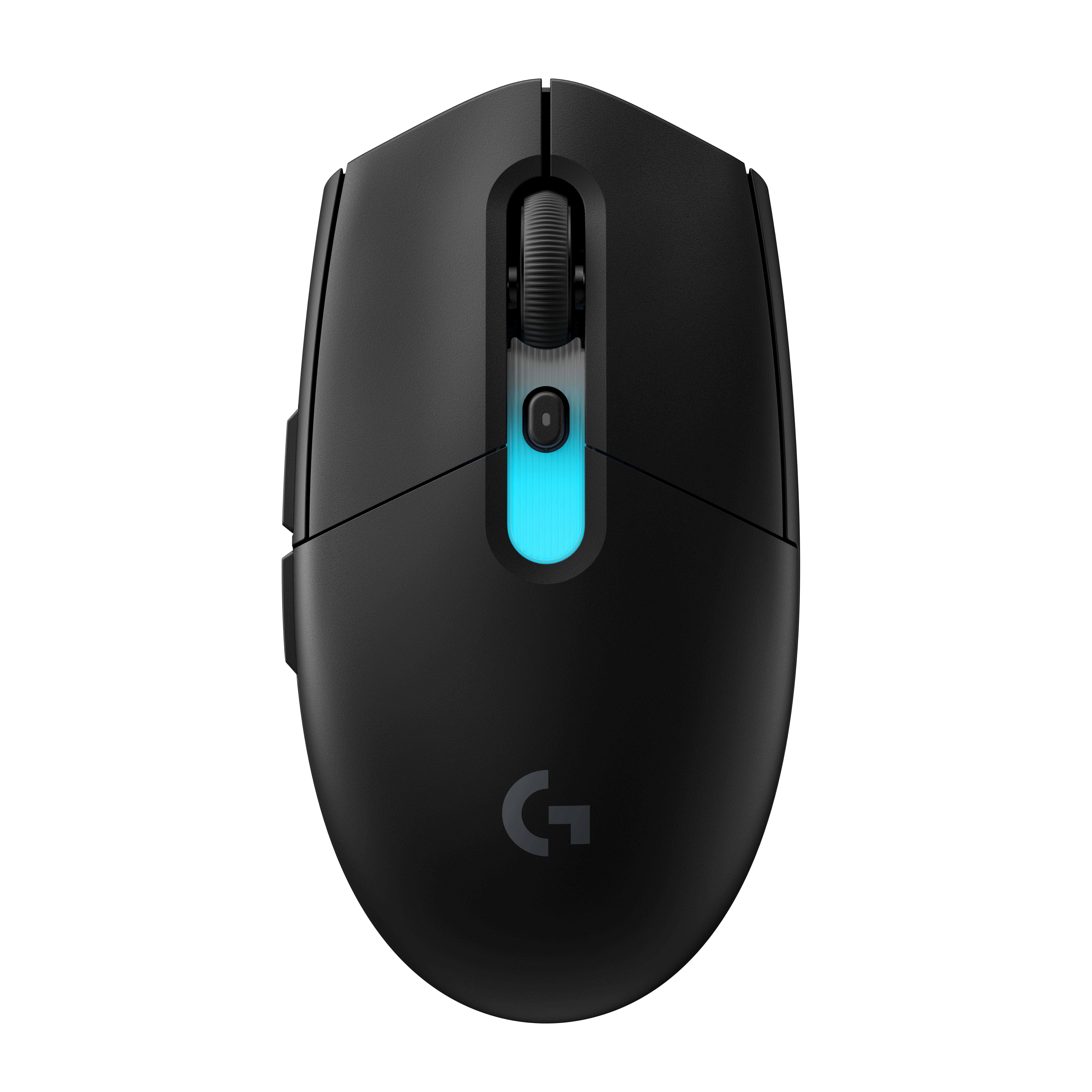 Ratón inalámbrico para juegos negro con rueda de desplazamiento iluminada y logo G.