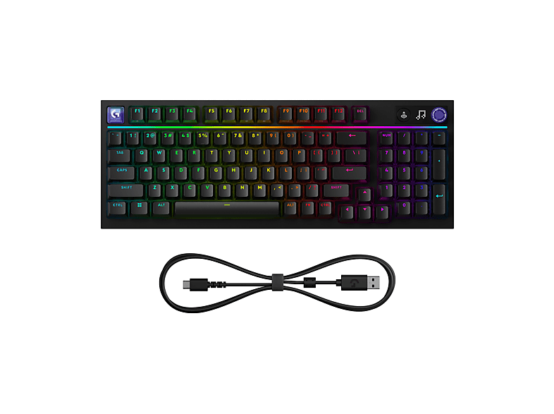 Teclado gaming - Logitech G G316 X 98, Cable, 8 kHz, Pantalla LED, Interruptores intercambiables, Teclas de PBT personalizables, PC-Mac, RGB, Negro – imagen 2