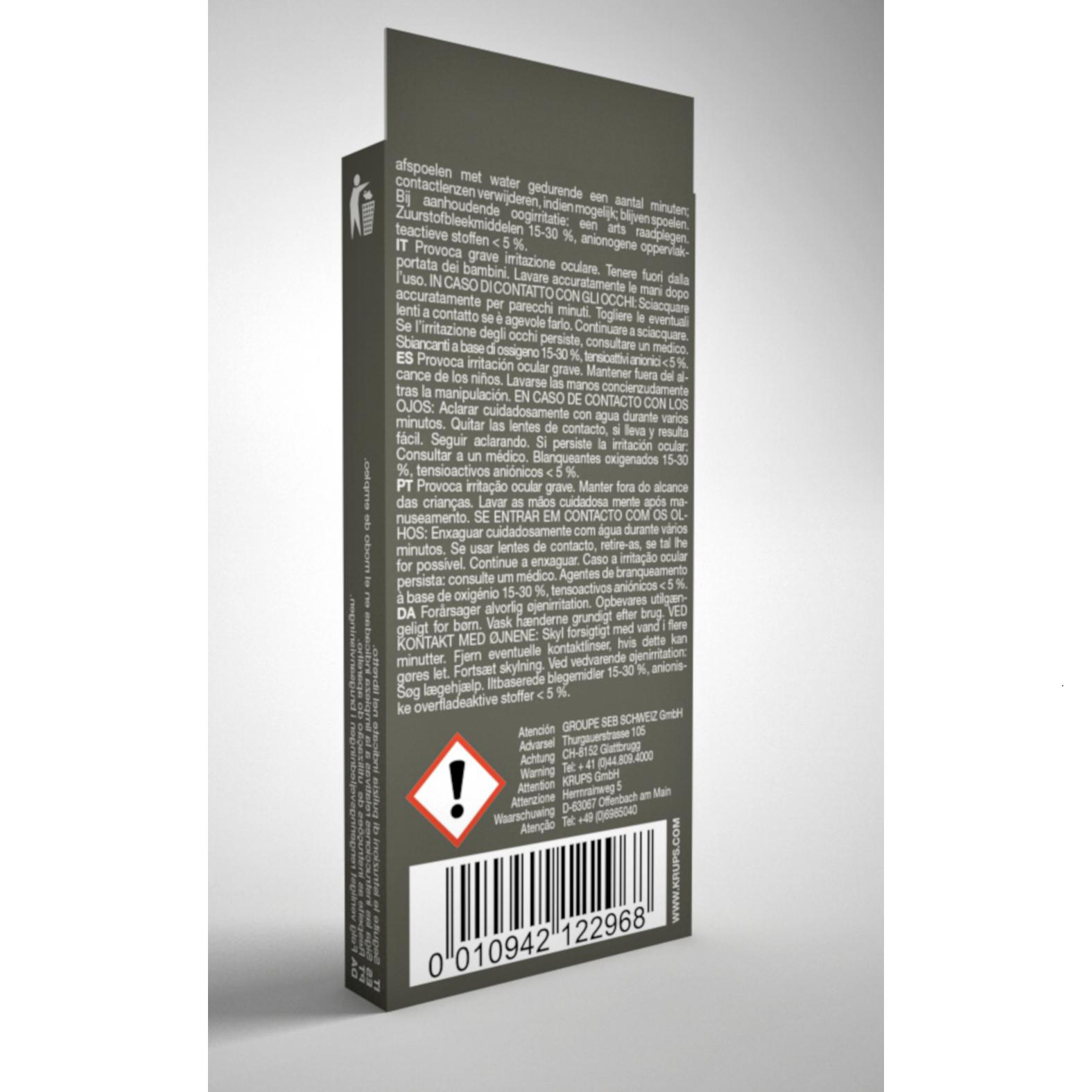 Warnhinweis auf einer Verpackung mit Text und Gefahrensymbol.