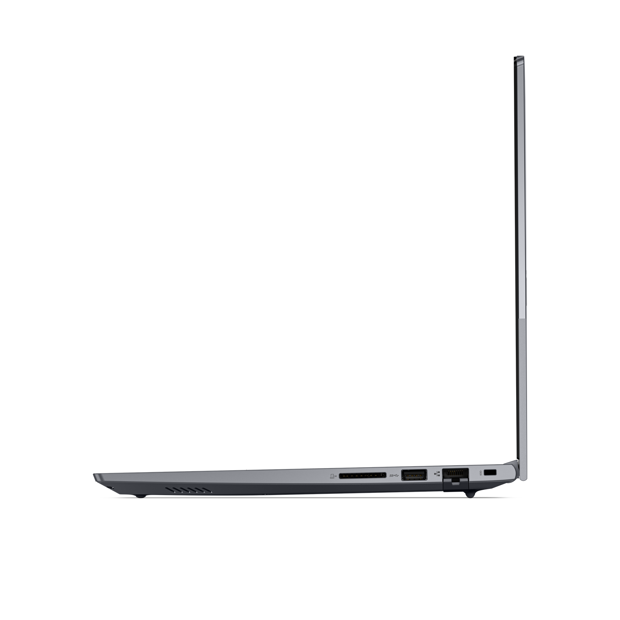 Graues Laptop-Profil mit Anschlüssen: SD-Kartenleser, USB, HDMI.