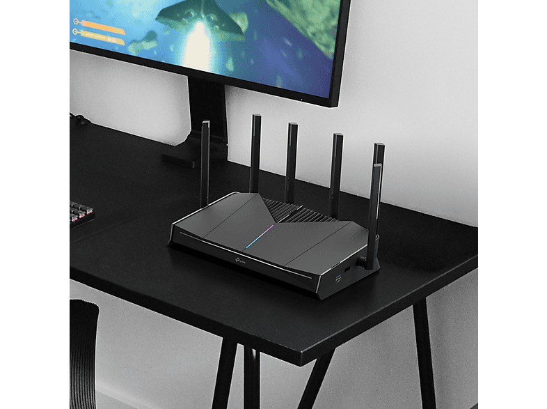 Router - TP-Link Archer GE400, 5765 Mbit/s, MU-MIMO, Doble banda, 6 Antenas, WiFi 7, Negro