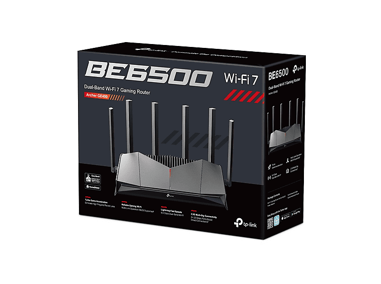 Router - TP-Link Archer GE400, 5765 Mbit/s, MU-MIMO, Doble banda, 6 Antenas, WiFi 7, Negro – imagen 2