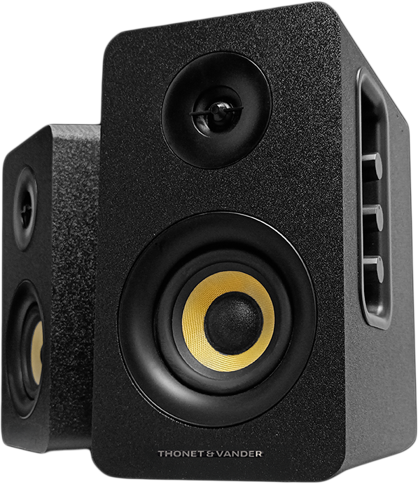THONET & VANDER Kumpel kétutas sztereó hangszóró, 2x25W, 3,5mm jack, RCA, SPDIF, Bluetooth, fekete (HK096-03676)
