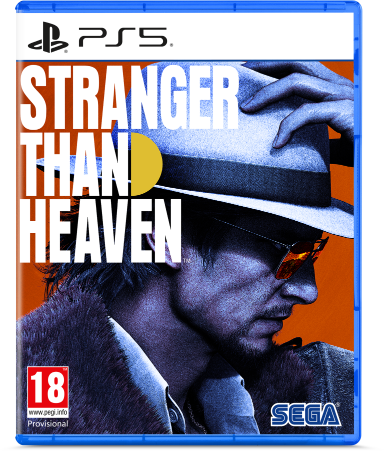Okładka gry PS5: Mężczyzna w kapeluszu, okularach, futrzanym kołnierzu. Tytuł: STRANGER THAN HEAVEN.