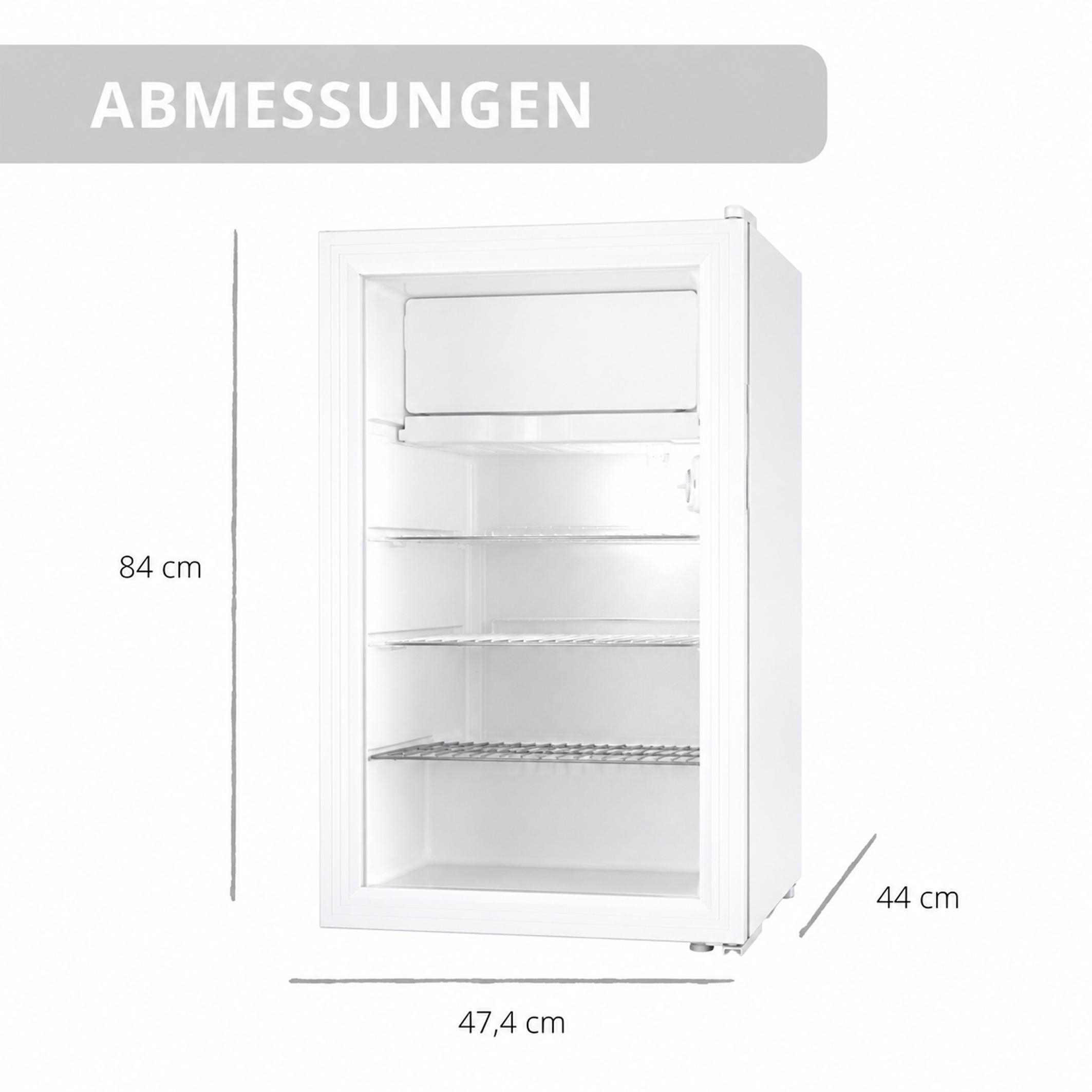 Weier Khl-Gefrierschrank mit Glas- und Gittertren, Ma 84x47,4x44 cm.