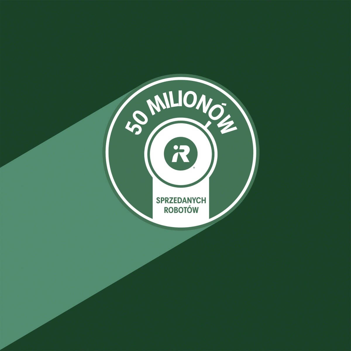 Odznaka 50 milionów sprzedanych robotów z symbolem R.