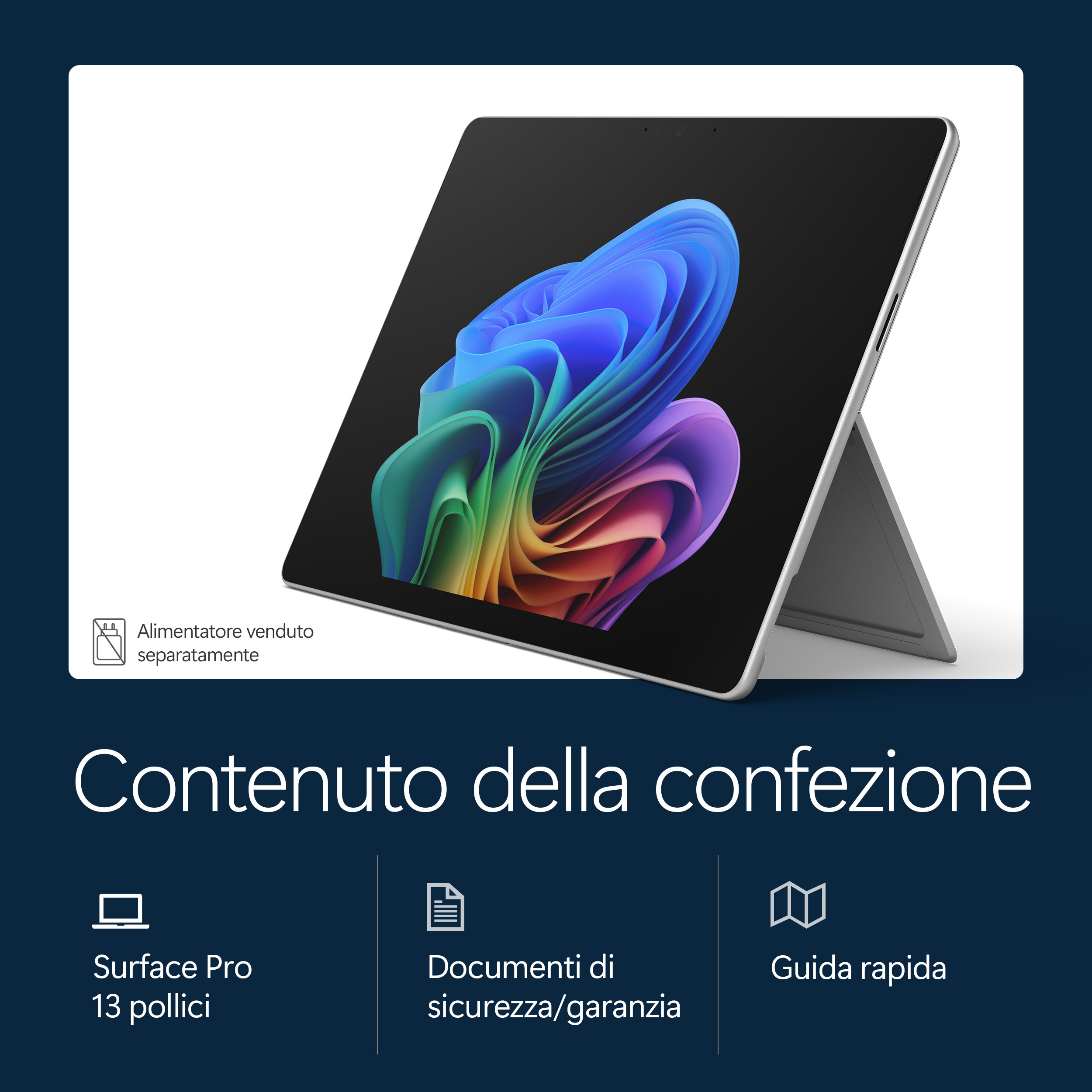Un tablet Surface Pro da 13 pollici con uno sfondo colorato.