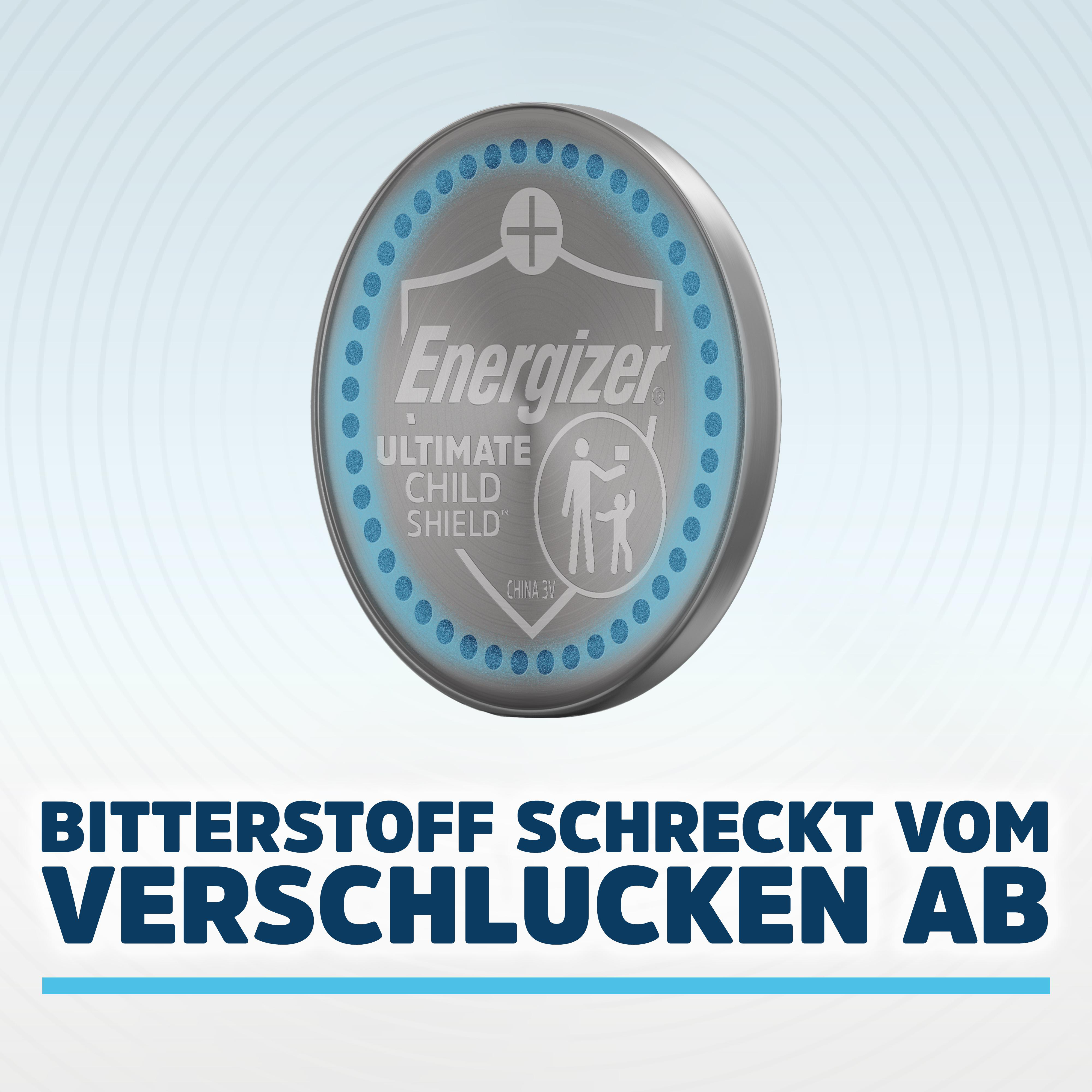 Energizer Batterie mit Kindersicherung und Bitterstoff.