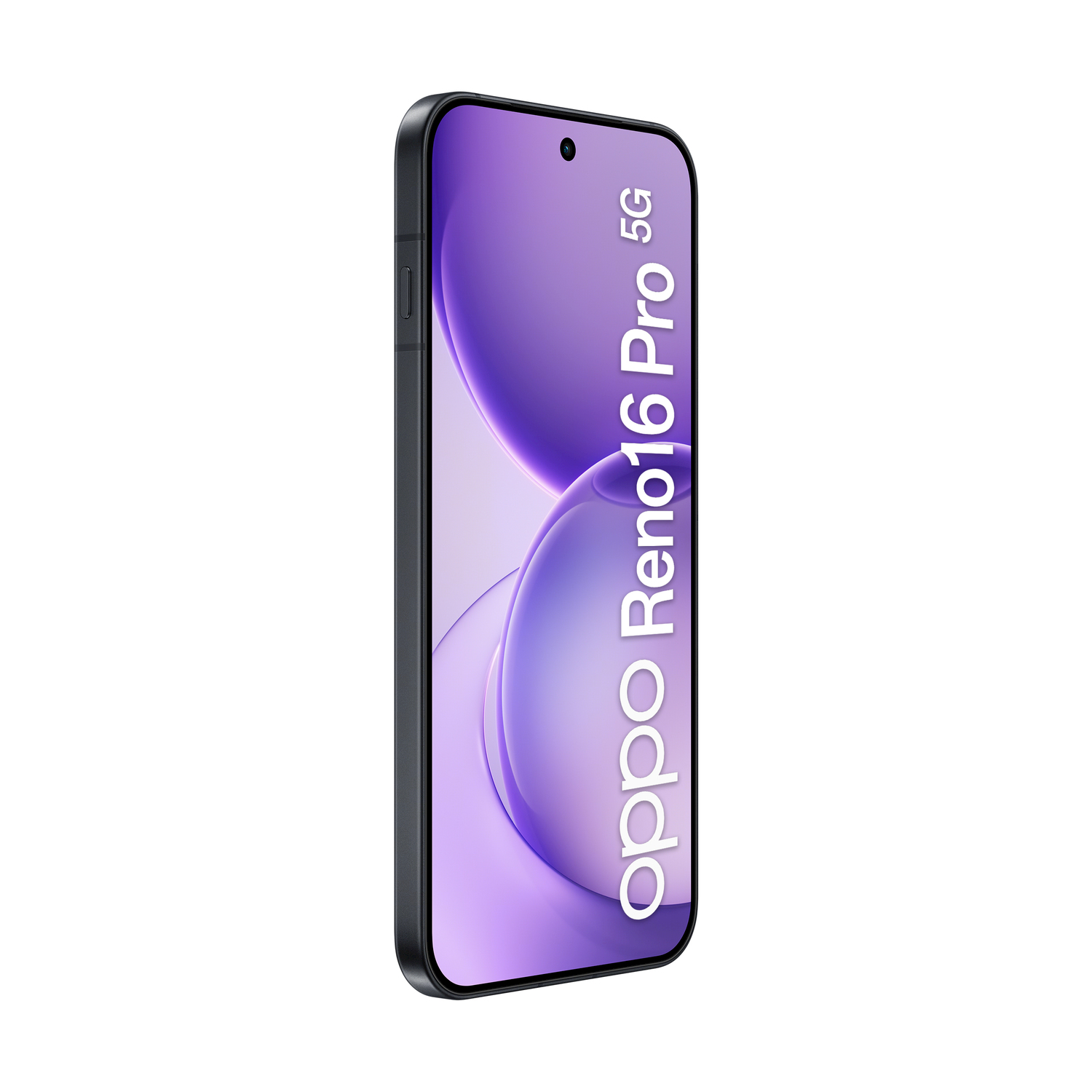 Uno smartphone nero con sfondo sfumato viola sullo schermo.