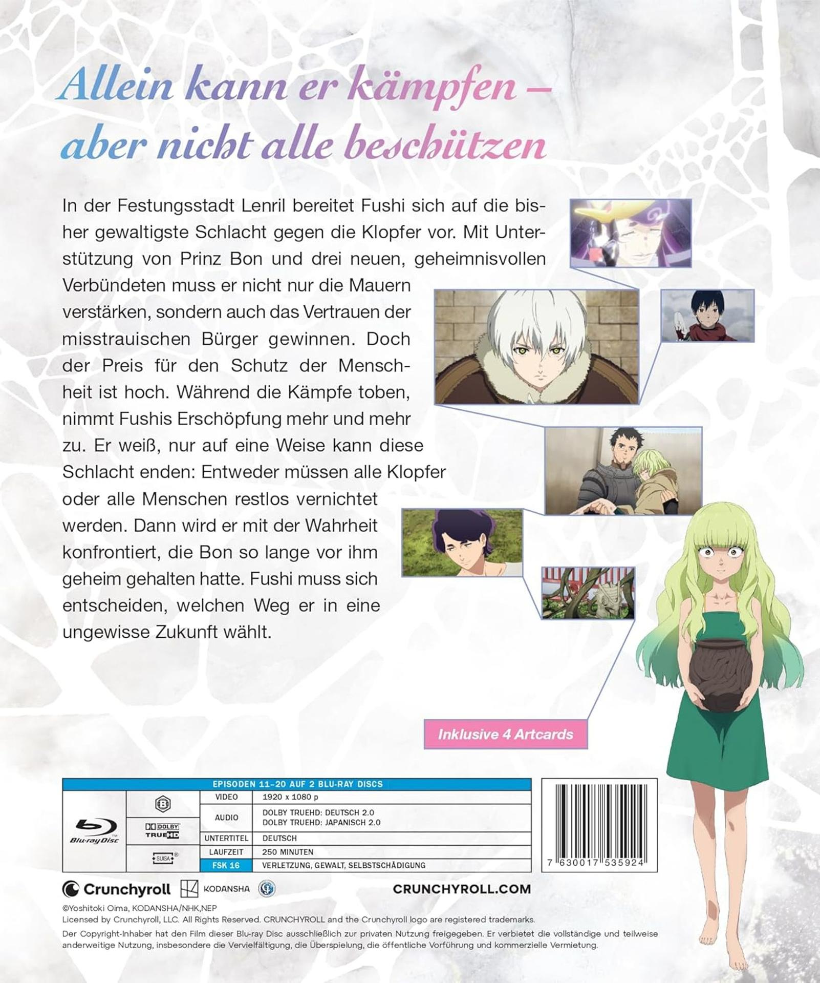 Anime-Blu-ray-Cover mit Text und Charakterbildern. Enthält Fushi, Bon und andere.