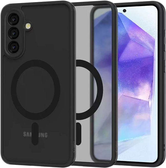 TECH-PROTECT Samsung Galaxy A56 5G Magmat Magsafe kompatibilis szilikon tok, fekete-átlátszó (TP362165)