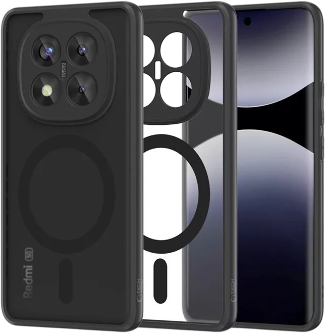 TECH-PROTECT Xiaomi Redmi Note 14 Pro+ 5G Magmat Magsafe kompatibilis szilikon tok, fekete-átlátszó (TP361625)