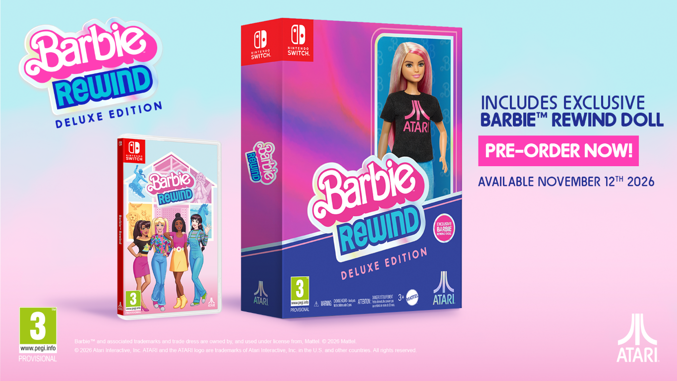 Barbie Rewind Edycja Deluxe na Nintendo Switch z lalką. Dostępna w przedsprzedaży.