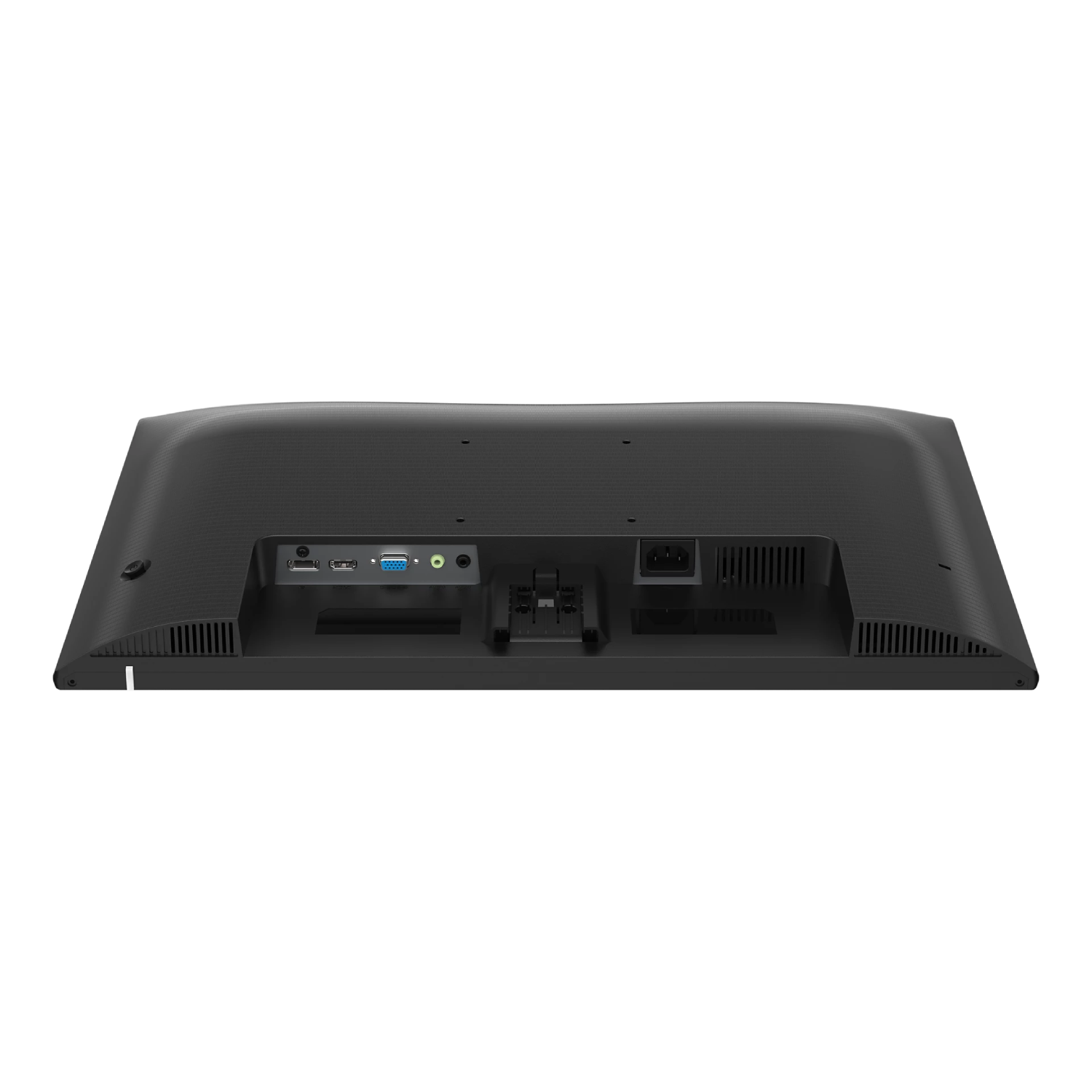 Parte trasera de un monitor con puertos como HDMI, VGA y alimentación.