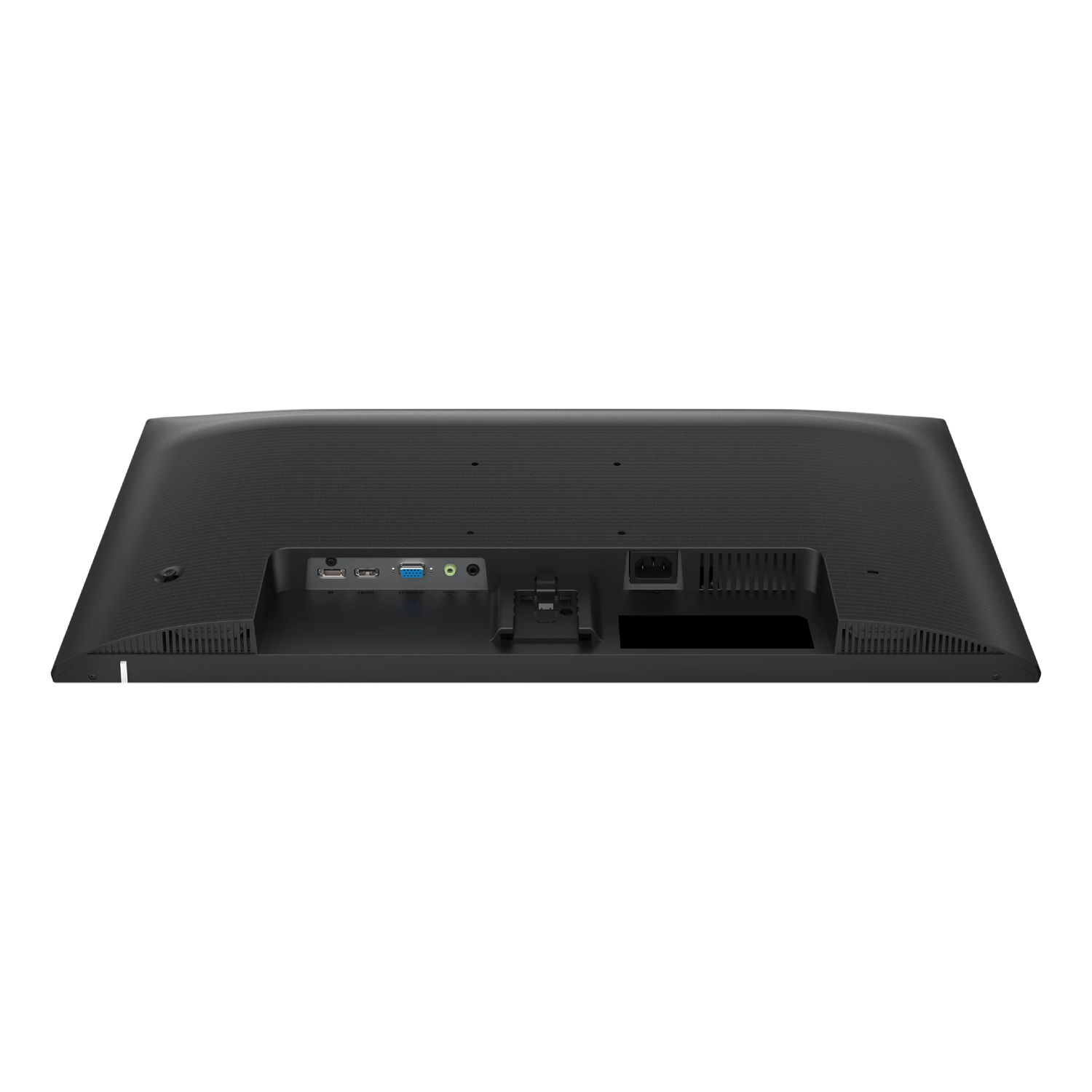 Parte trasera de un monitor con puertos como HDMI, VGA y de alimentación.