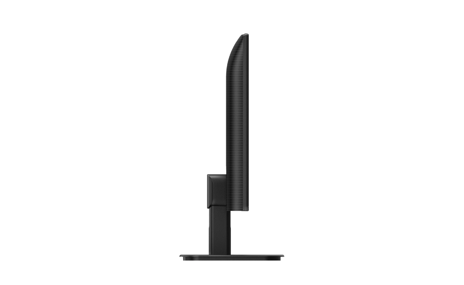 Monitor negro visto de lado, apoyado en su soporte.