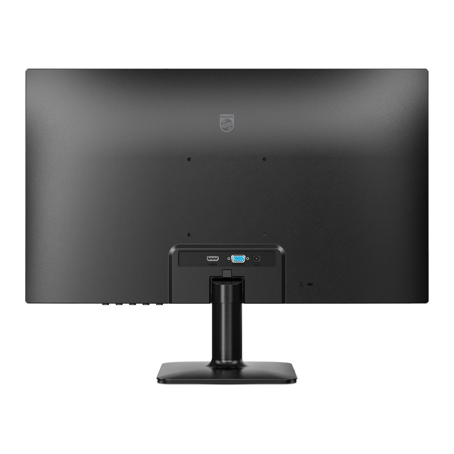 Parte trasera de un monitor negro con logo de Philips y puertos.