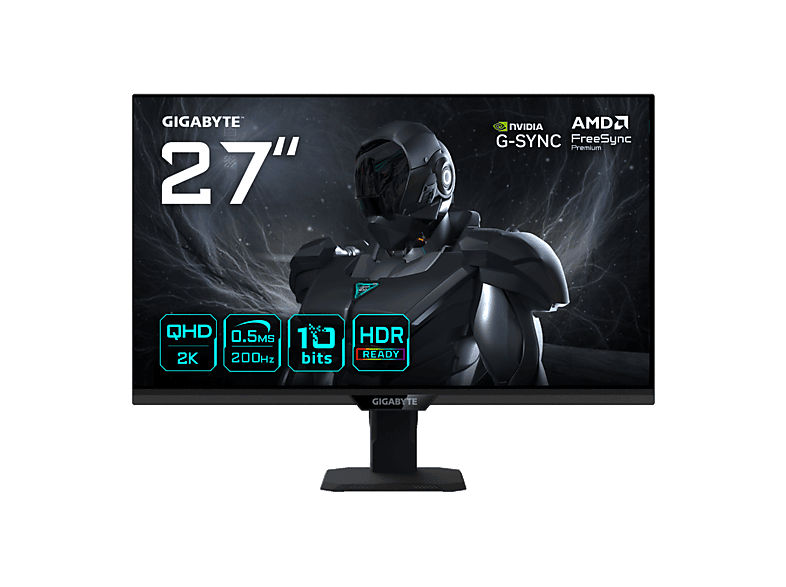 Monitor gaming - Gigabyte G27Q20T, 27 " QHD, 200 Hz, 0.5 ms, IPS, G-Sync Compatible, AMD Freesync Premium, Negro