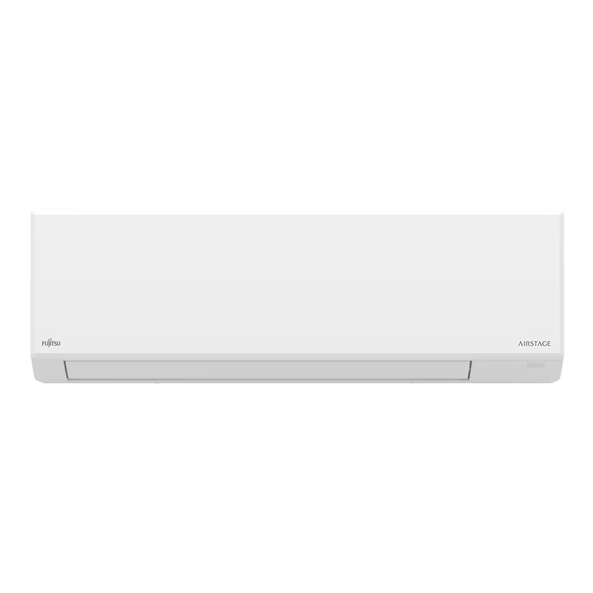 Una unidad interior de aire acondicionado Fujitsu AIRSTAGE blanca.