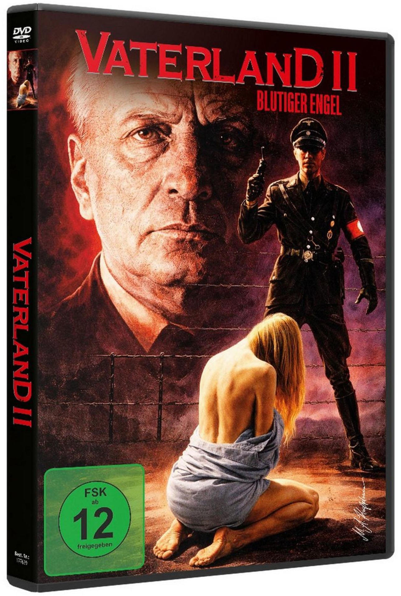 DVD-Cover: Mann in Nazi-Uniform mit Waffe, Frau kniet. Text: Vaterland II.