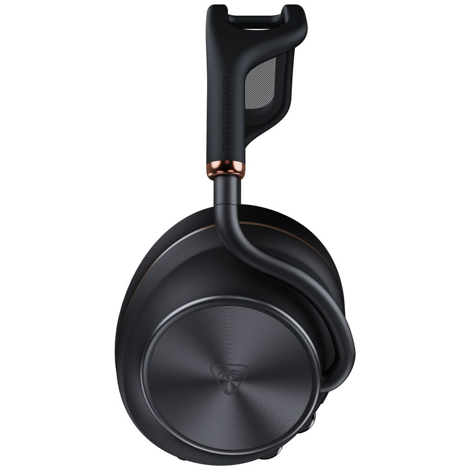 Casque circum-auriculaire noir avec accents de cuivre et logo Turtle Beach.