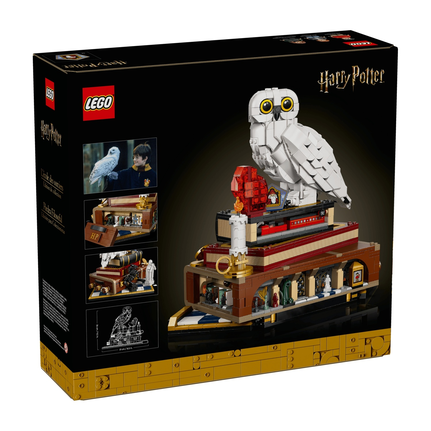 Set LEGO Harry Potter con gufo, libro e scene.