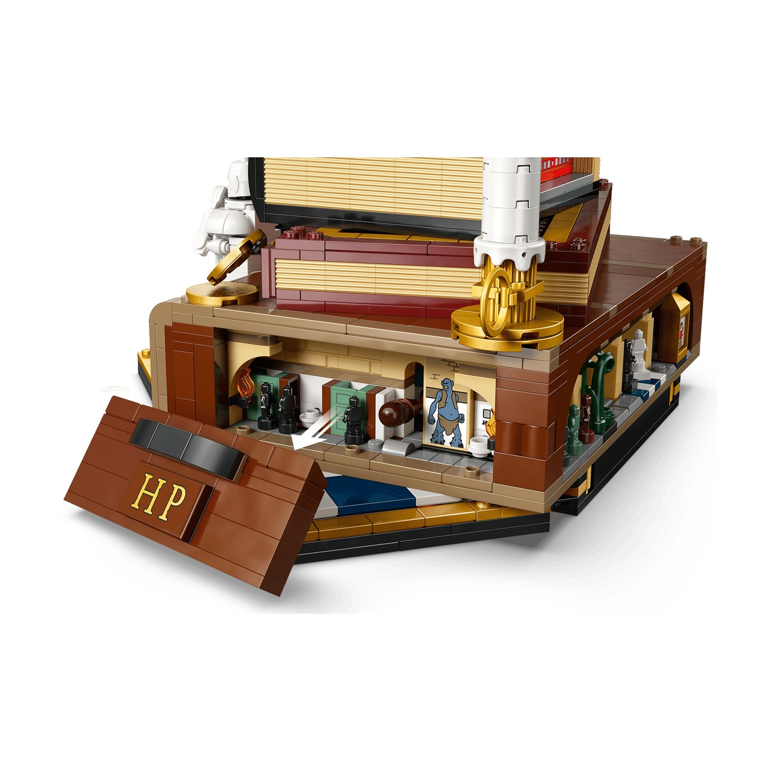 Un modello Lego di un libro aperto a tema Harry Potter.