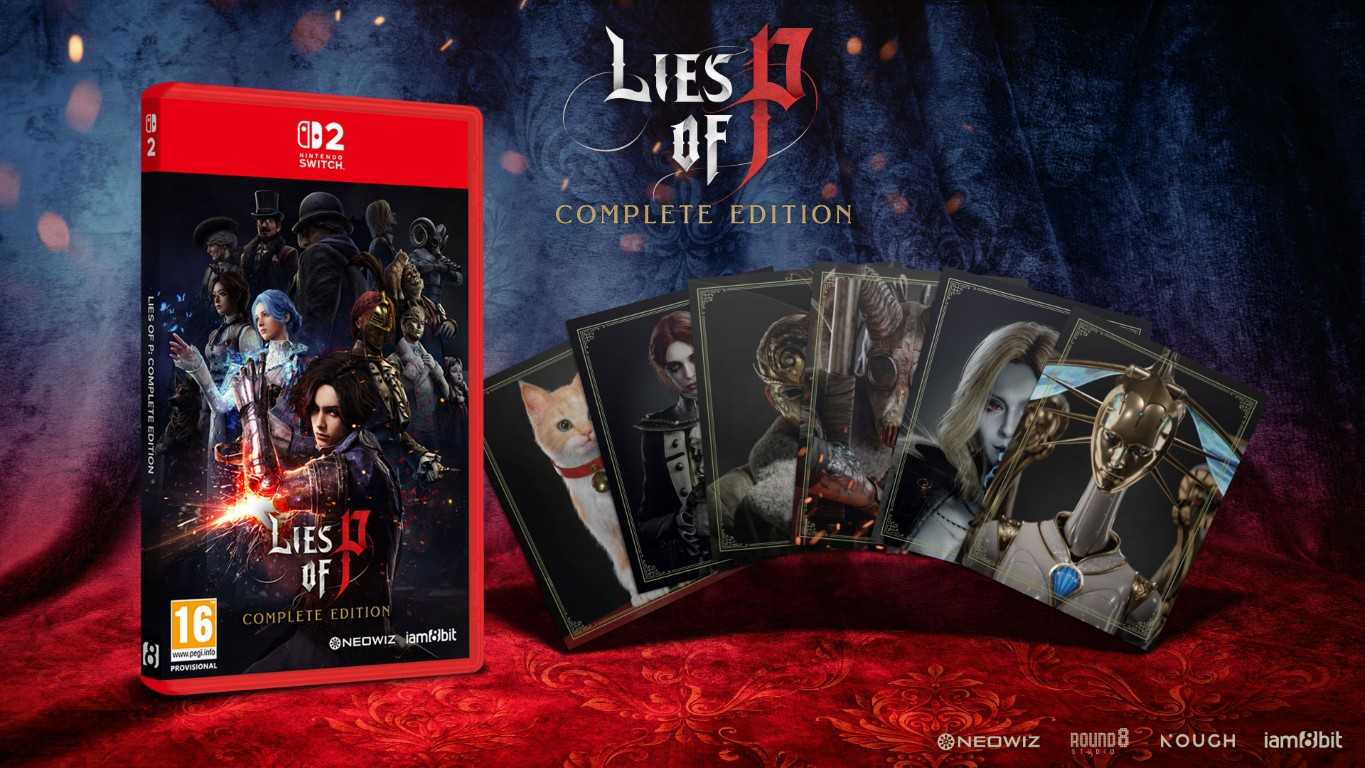 Pudełko gry Nintendo Switch 'Lies of P' z kartami postaci.