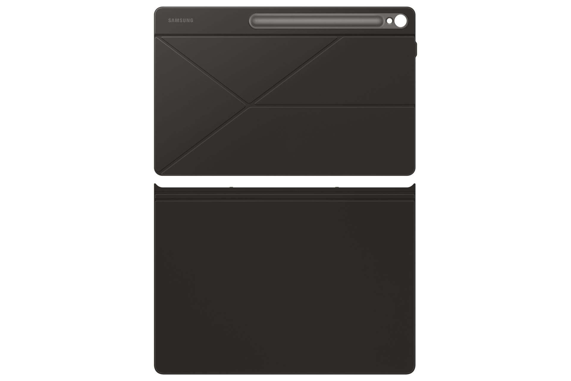Ein schwarzes Samsung Tablet-Cover mit Stifthalter.