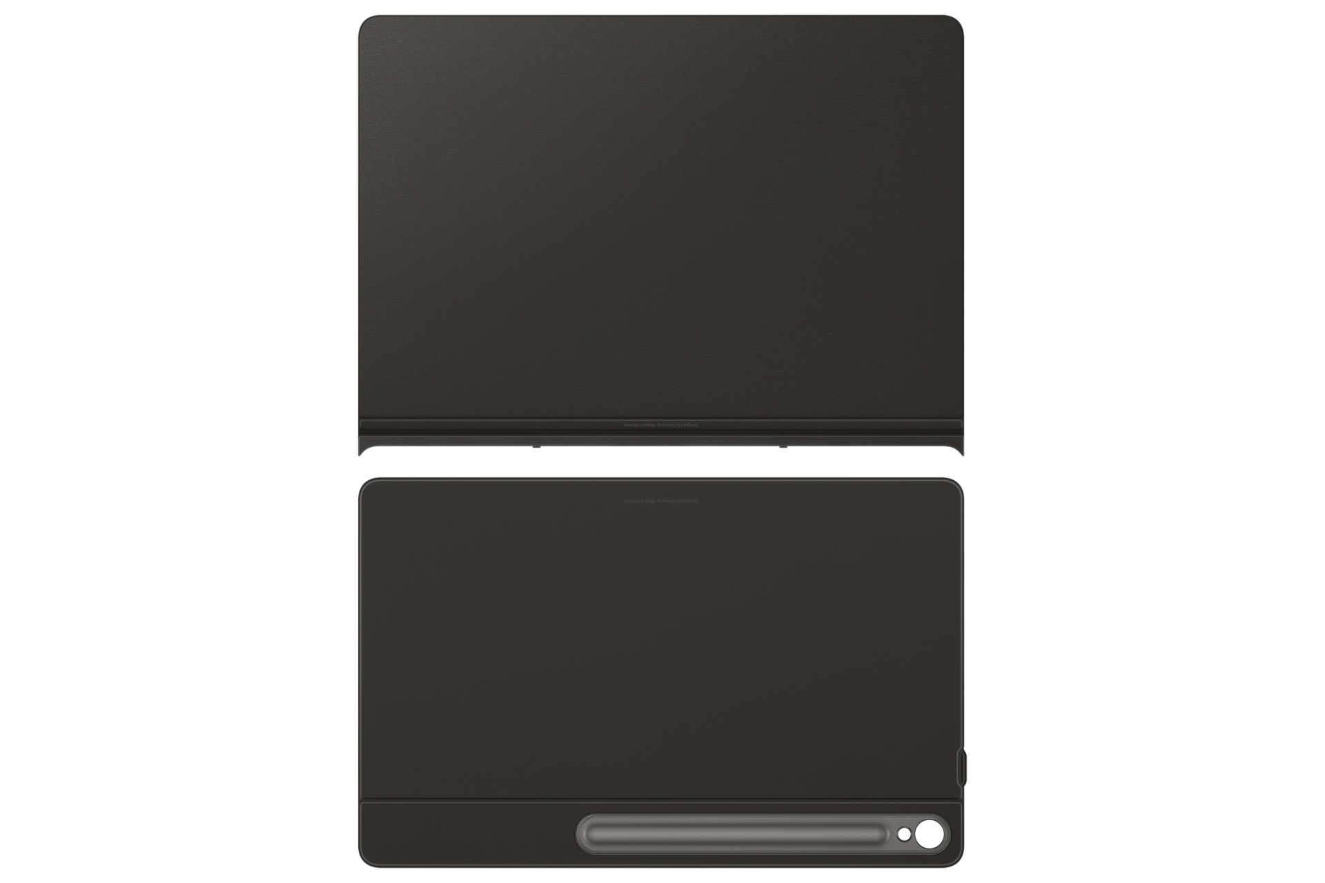 Zwei dunkle, rechteckige Tablet-Hüllen mit Stifthalterung und Ladeanschluss.