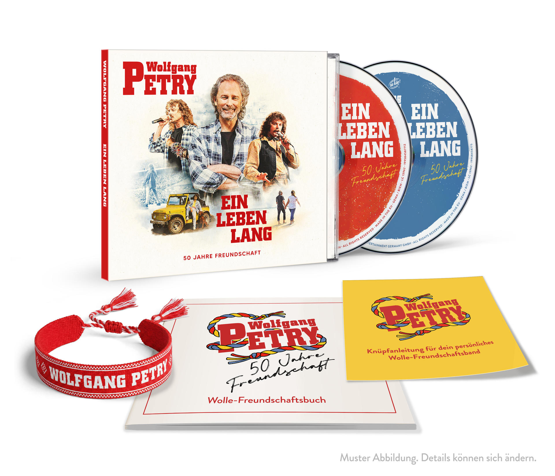 CD-Box mit Wolfgang Petry, Armband, Buch und Anleitung für ein Freundschaftsband.