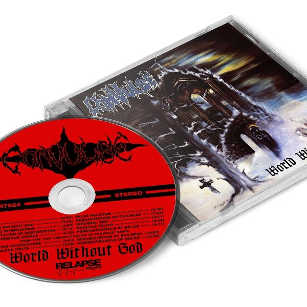 Eine CD und ihr Jewelcase mit düsterem Artwork. Der CD-Aufdruck ist rot mit schwarzer Schrift.