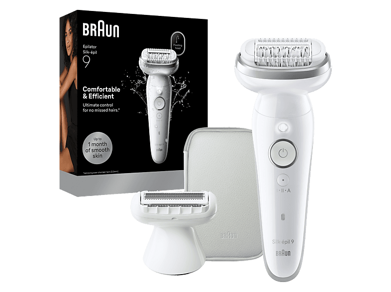 Braun Silk-épil 9 SES9-030, Epilierer mit schwenkbaren Kopf, Nass & Trocken, Silber