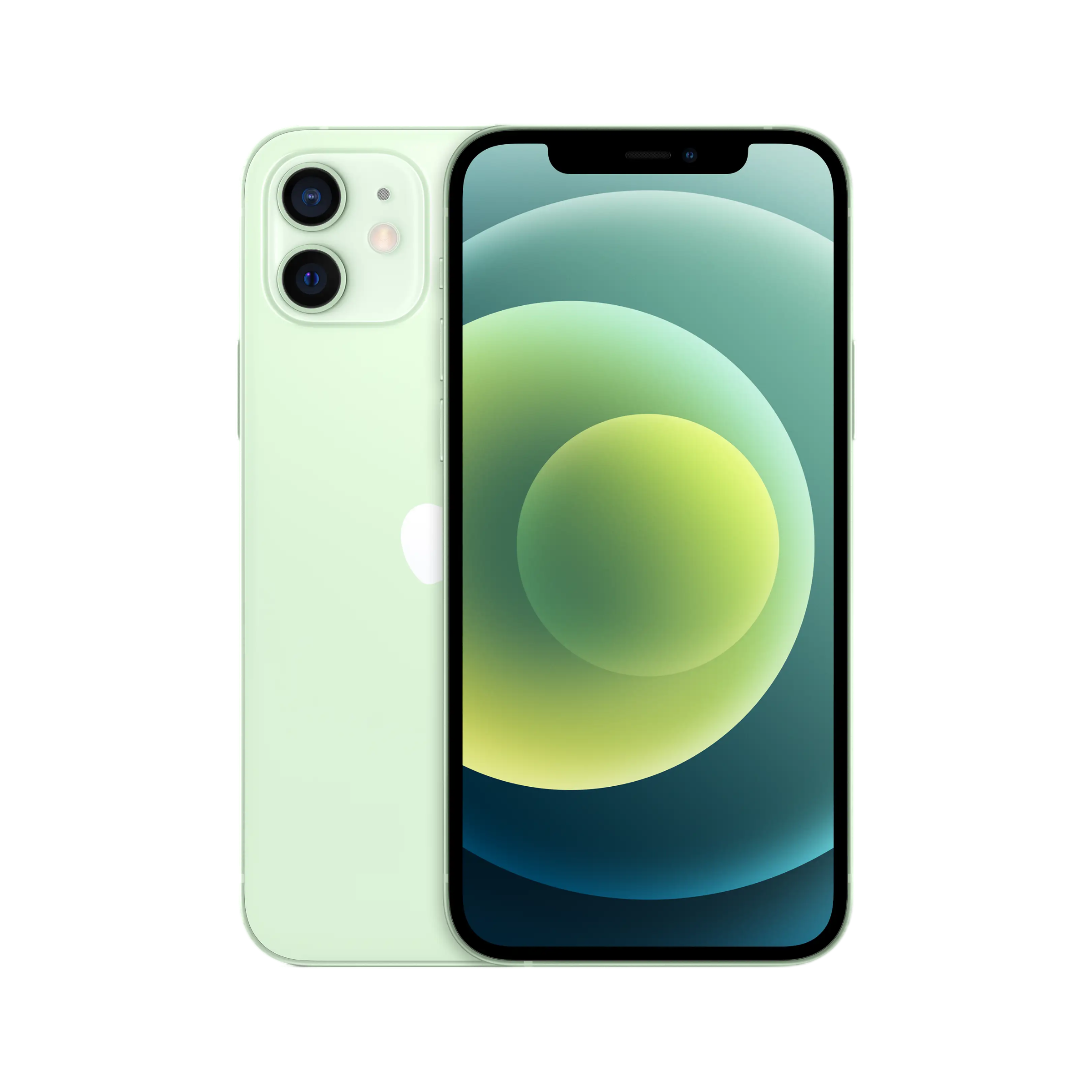 Arkada iki kamerası olan açık yeşil bir iPhone.
