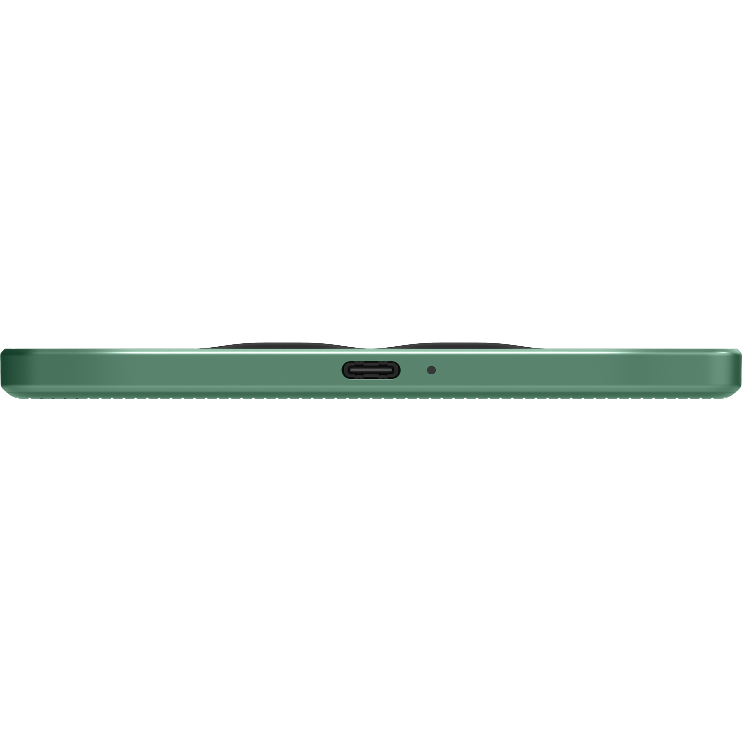 Groene telefoonhoes met USB-C-poort en luidsprekergrill.