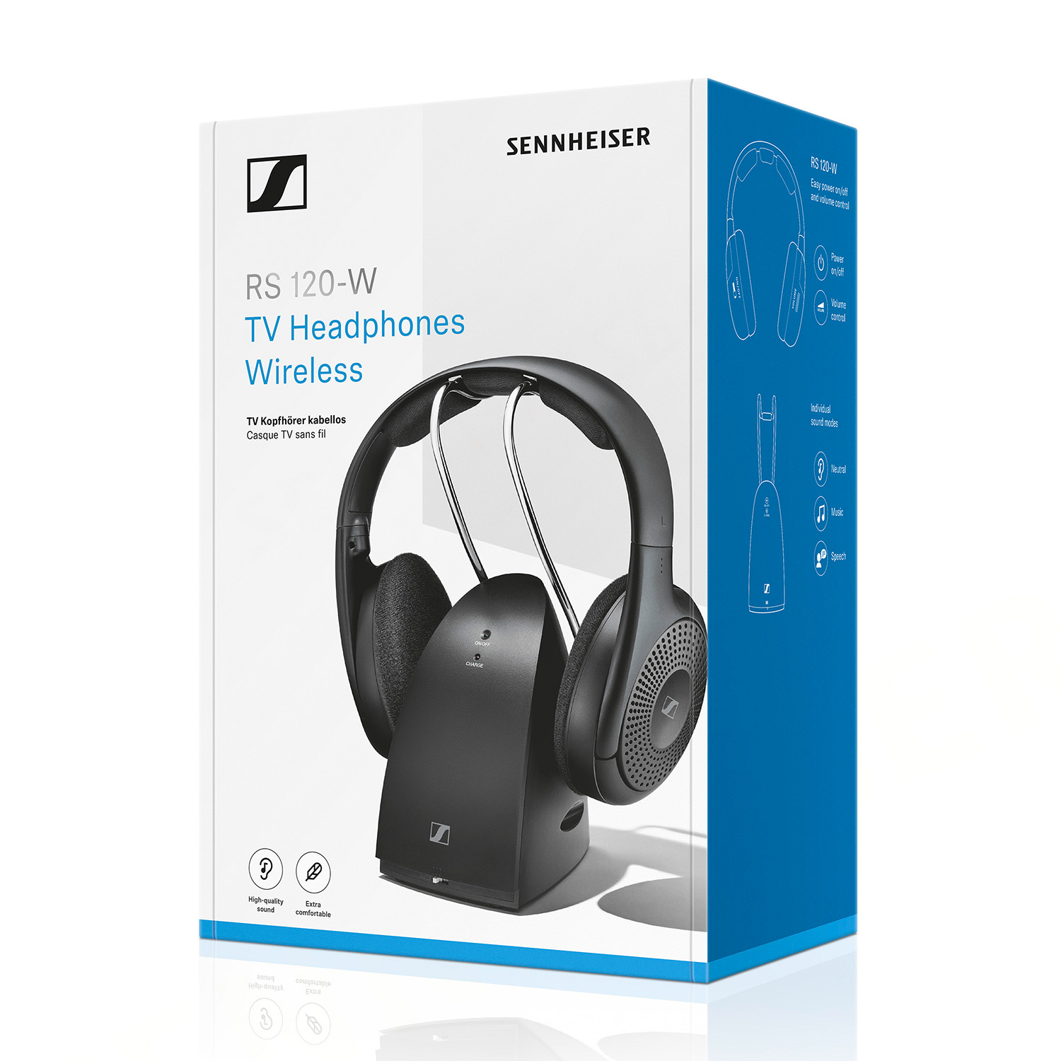 Cuffie TV Sennheiser RS 120-W con base di ricarica, nere.