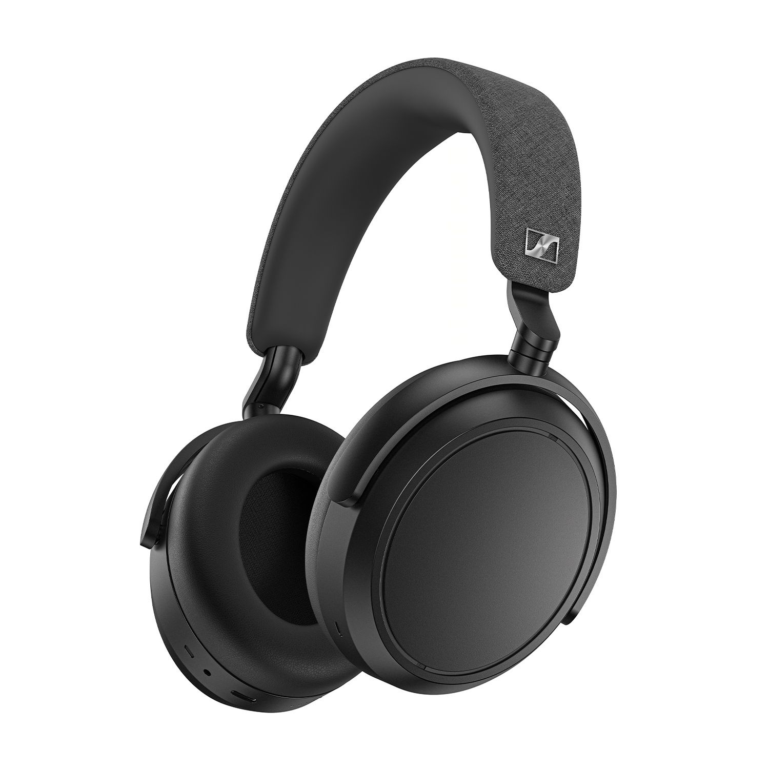 Cuffie over-ear nere con archetto imbottito e logo Sennheiser.