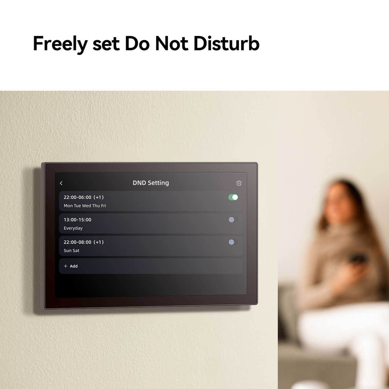 Een tablet toont DND-instellingen met geplande tijden.