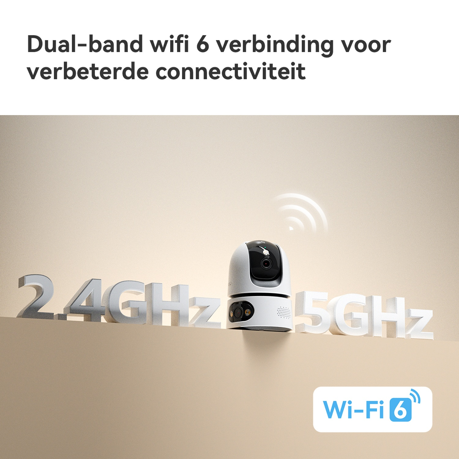 Un routeur Wi-Fi blanc est placé à côté des chiffres 2,4 GHz et 5 GHz.