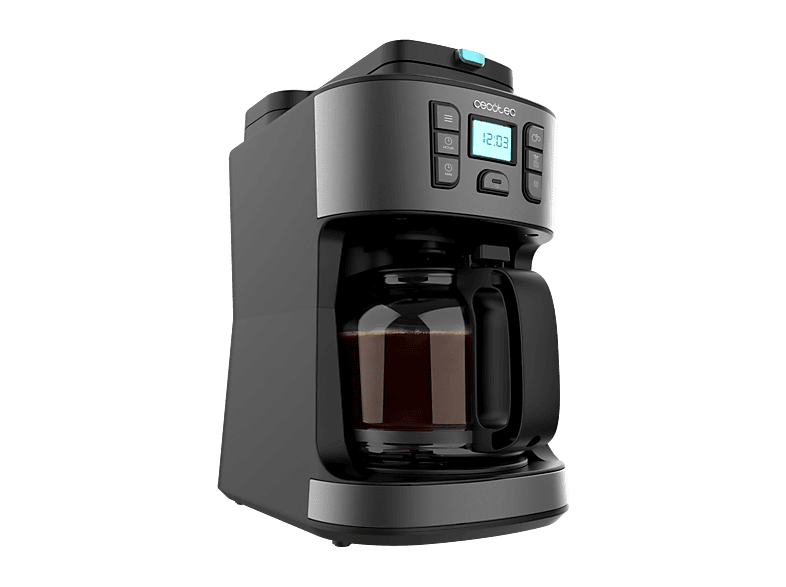 Cafetera de goteo - Cecotec Coffee 66 Grind & Drop, 12 tazas, 1086 W, Programable, Capacidad 1.8 L, Tecnología ExtremeAroma, Grey