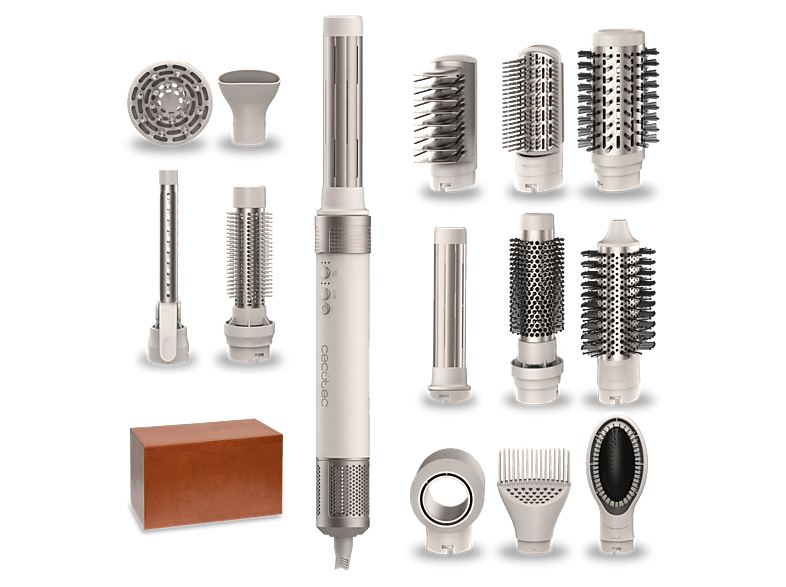 Cecotec Bamba CeramicCare 14in1 AirGlam Champagne, con tecnología Coanda, Cabezales Revestimiento de Cerámica y Keratina, Champagne