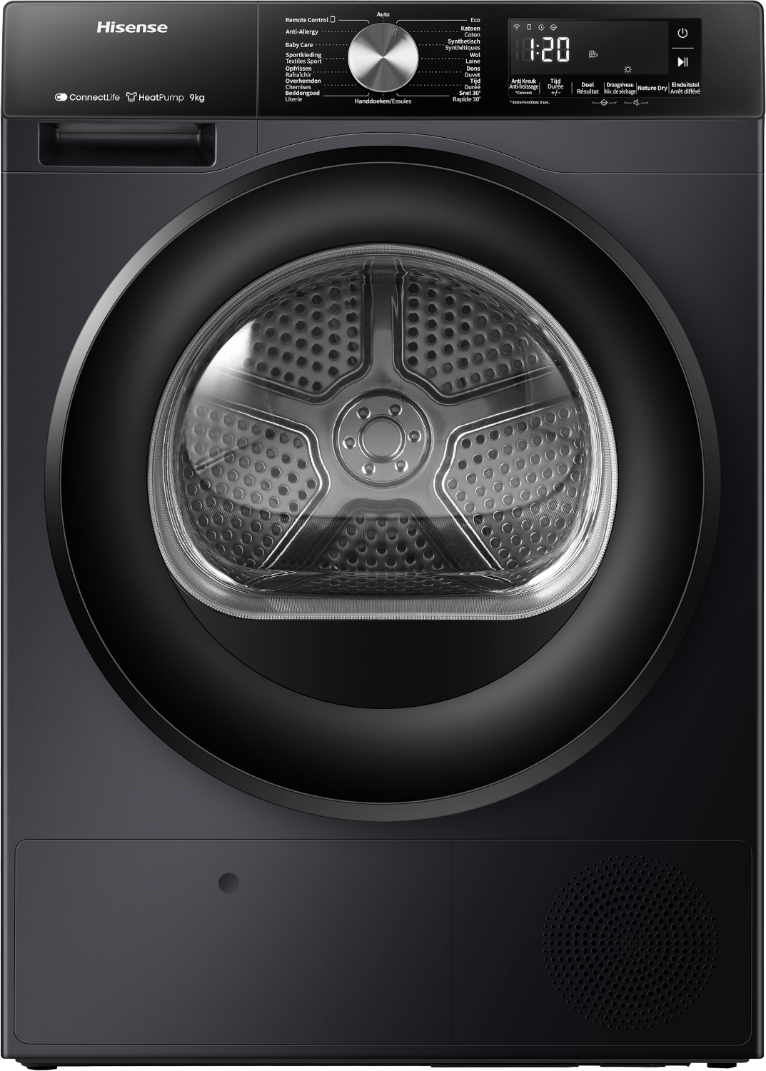 HISENSE DH3S902BBCC - Warmtepompdroger - 9 kg - 63 dB - Energielabel C